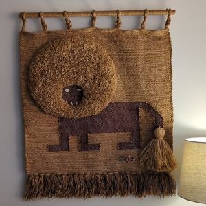 Vintage 1970s Don Freedman lion wall tapestry